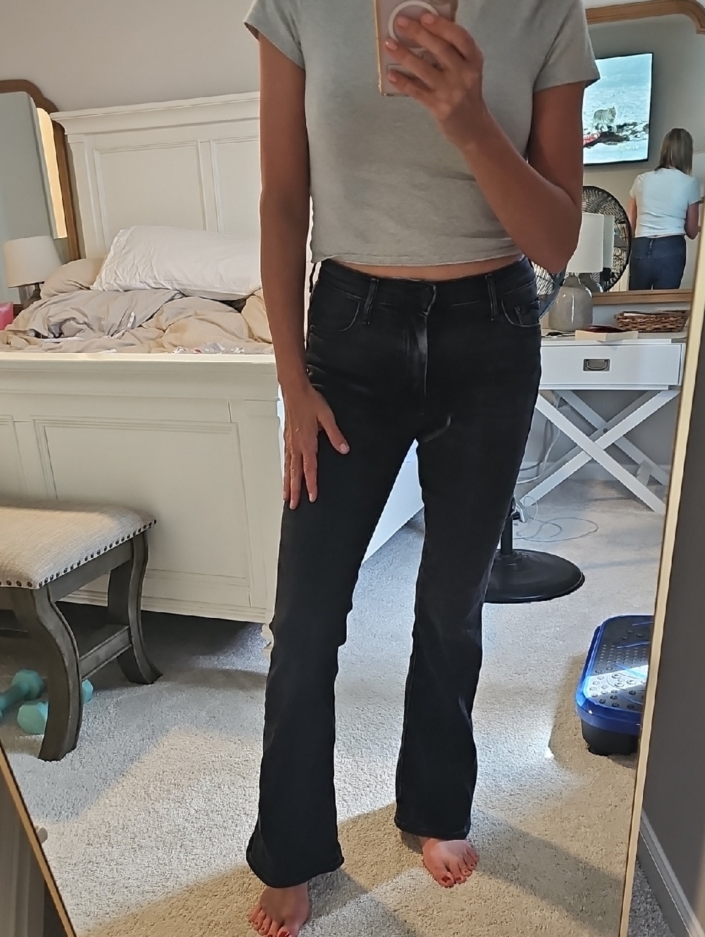 MOTHER Weekender Flared Jeans, Soft Black, 28